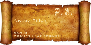 Pavlov Milán névjegykártya